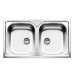 Évier Inox Double Cuve Encastrable Sanili 86×50 vue de dessus