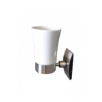 Porte-brosse à dents mural Osaka 5674, gobelet blanc et support métallique