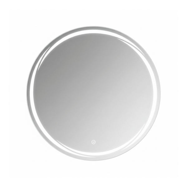 Miroir LED rond 80 cm avec motifs décoratifs lumineux allumés