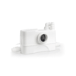 Station de relevage GENIX 130 DAB de couleur blanche, avec raccords d'entrée et de sortie.