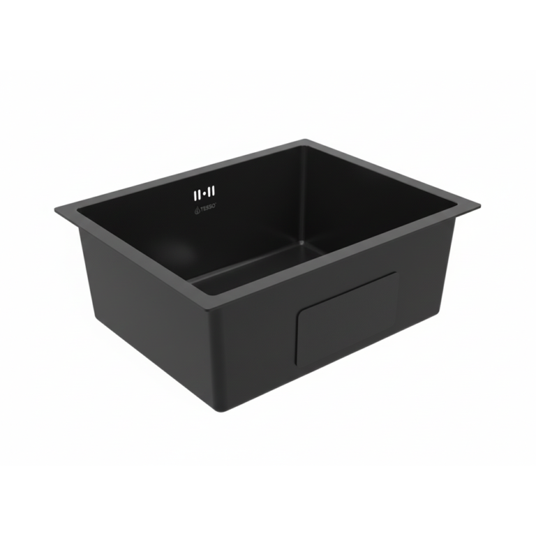 Évier inox 60x45 noir sans trou TESSO cuve profonde acier sus304