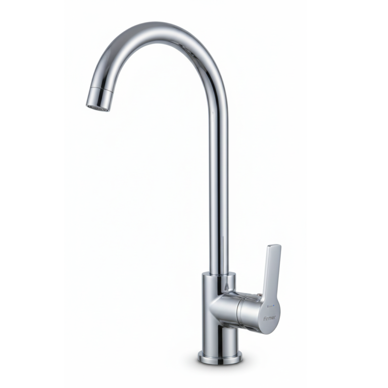 Mitigeur évier sur table chrome Firmer brillant bec haut col de cygne