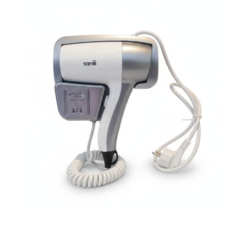 Sèche-cheveux SANILI mural silver prise rasoir socle mural