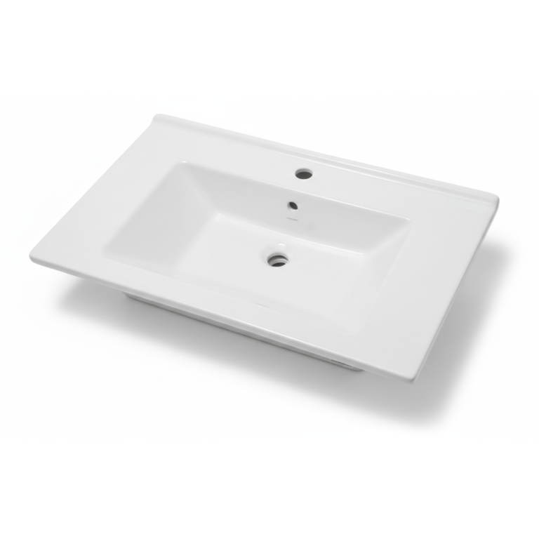 Vasque meuble 80 cm blanc rectangulaire sur meuble