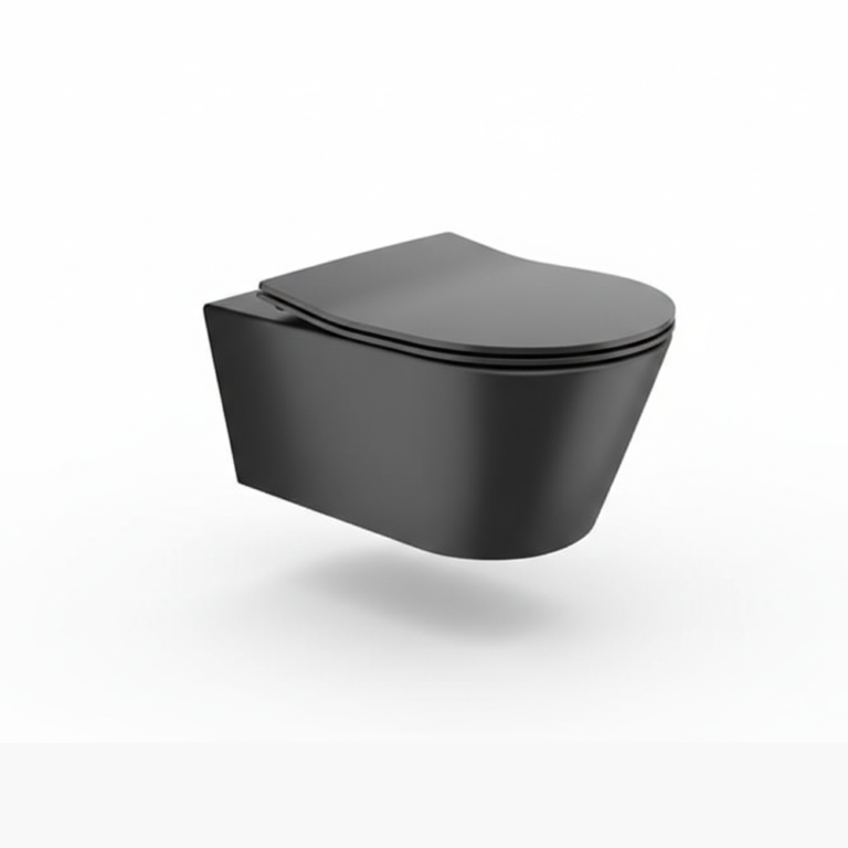 Cuvette suspendue noir Sanindusa Urby 52 rimflush abattant slim