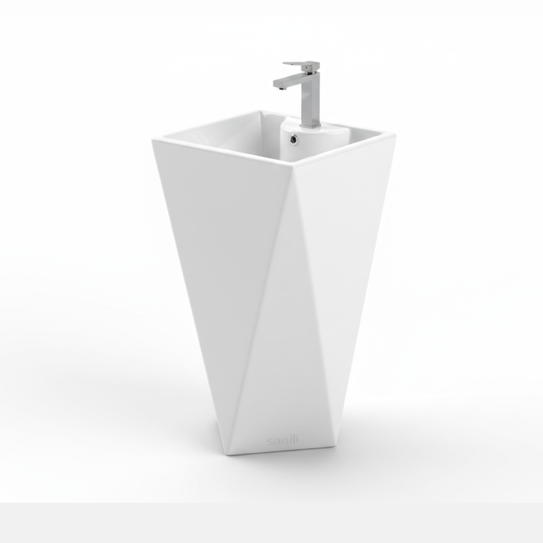 lavabo vertical carré blanc Sanili