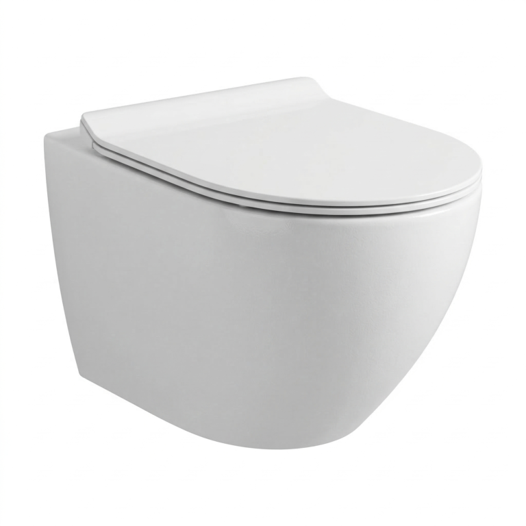 Cuvette suspendue ovale Tesso TS5003B, WC suspendu design ovale Tesso Marrakech, sanitaire suspendu luxe SBA Benraiss Amine.