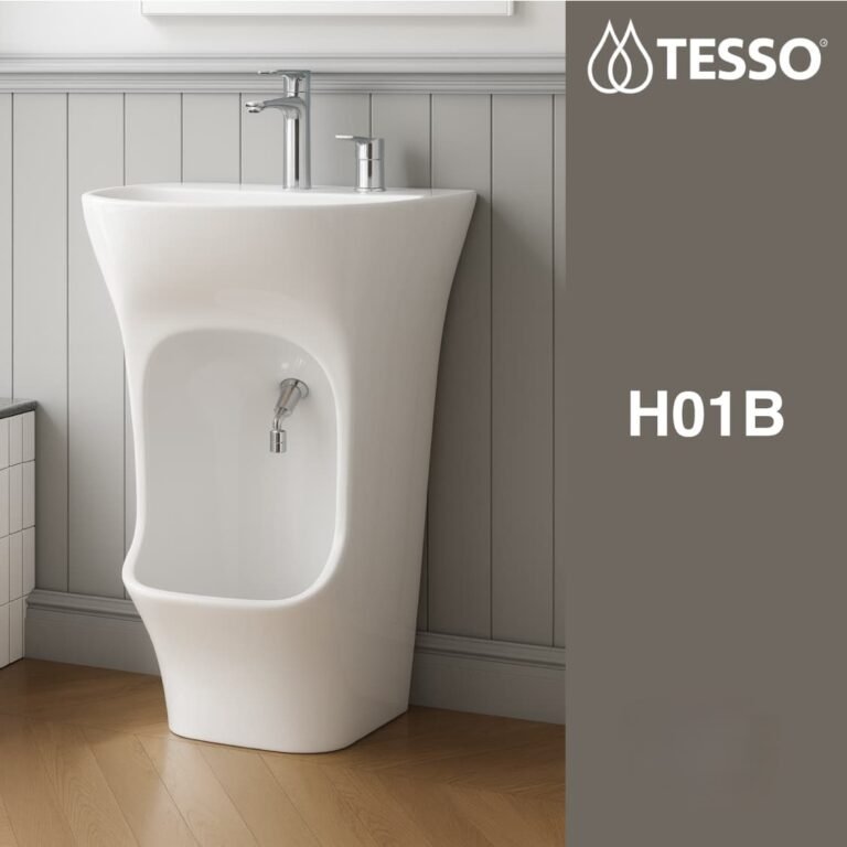 Lavabo ablution bassin lavage des pieds Tesso blanc, vasque colonne Tesso Marrakech, bassin wudu Tesso SBA Sanitaire.