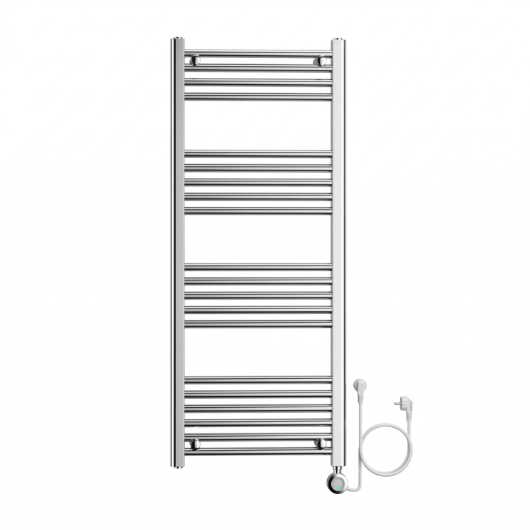 Sèche serviette électrique 120x50 700W chromé Medicare, radiateur salle de bain SBA Marrakech, thermostat numérique sèche-serviettes Medicare.