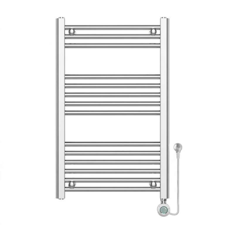 Sèche serviette électrique 80X50 400W chromée Medicare, radiateur de salle de bain chrome SBA Marrakech, thermostat numérique sèche-serviettes Medicare.