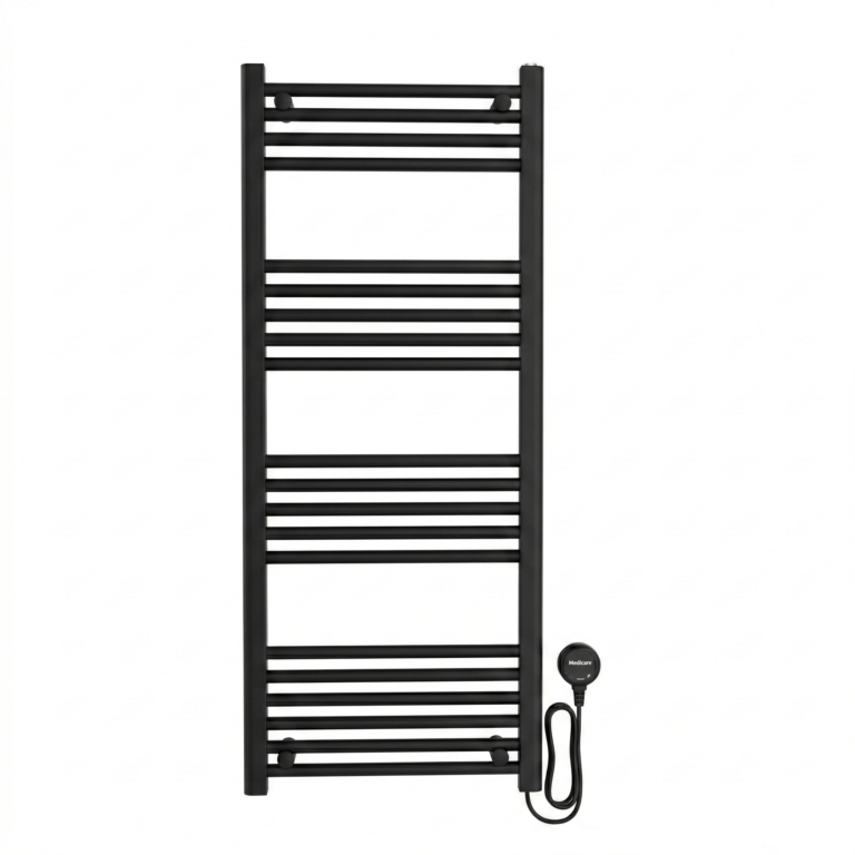 Sèche serviettes 120x50 700W noir mat Medicare, radiateur salle de bain SBA Marrakech, thermostat digital. sèche-serviettes Medicare.