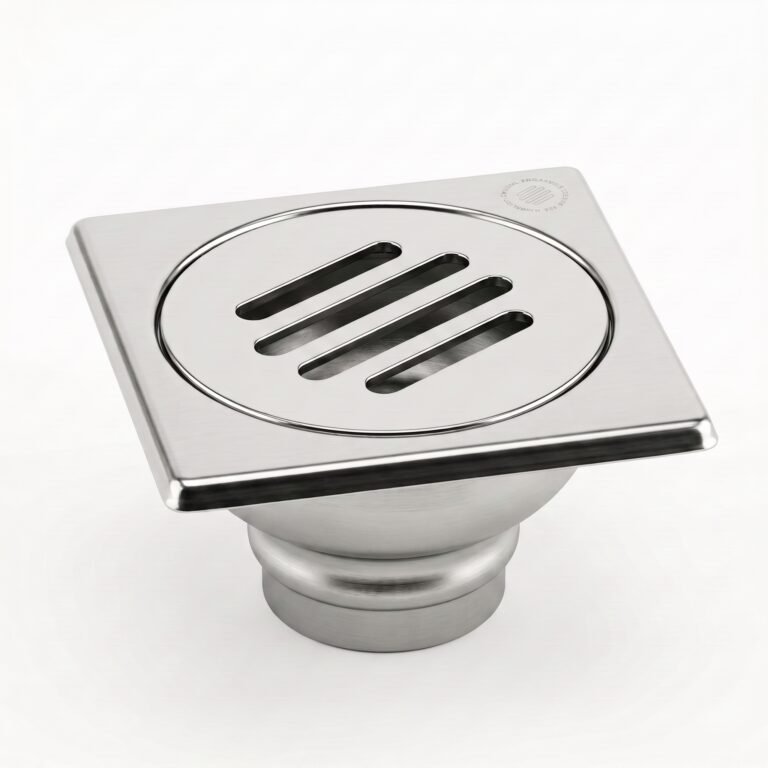 siphon de sol 10x10 en inox Drenea, side