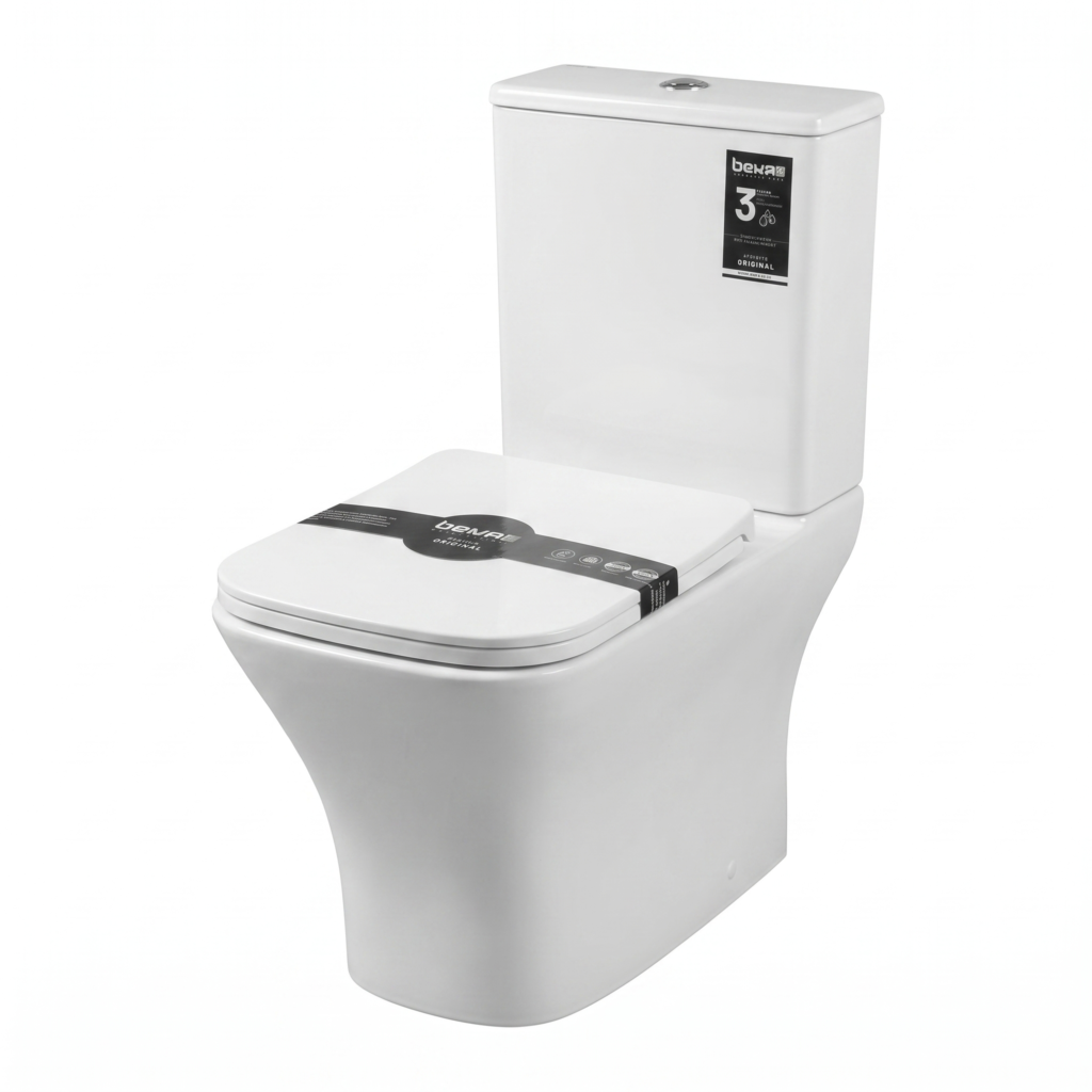 Bloc WC à poser carré VIGO BEKA vue de dessus en magasin chez SBA Sanitaire Benraiss Amine.