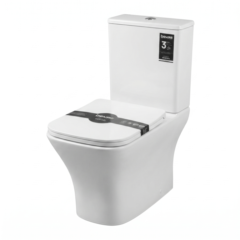 Bloc WC à poser carré VIGO BEKA vue de dessus en magasin chez SBA Sanitaire Benraiss Amine.