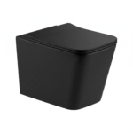 Cuvette WC suspendue noire carrée THAMES BEKA vue de face dans l'entrepôt de SBA Sanitaire Benraiss Amine.