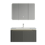Meuble salle de bain gris foncé PVC Baldini 3108 avec vasque blanche et grand miroir pharmacie LED