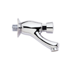 Robinet lavabo poussoir mural Remer TE225 en laiton chromé brillant